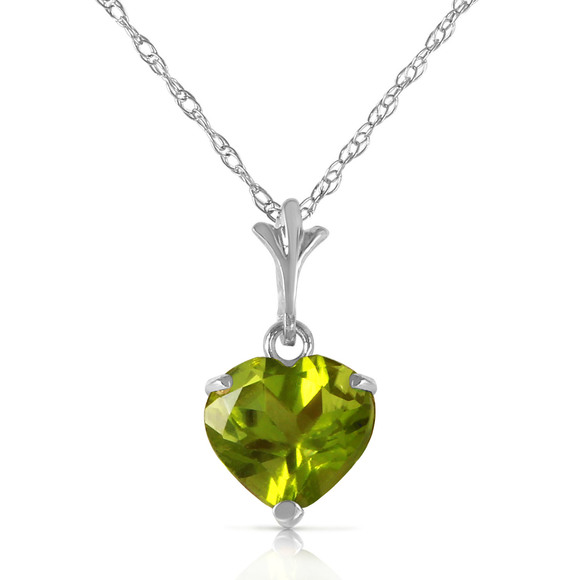Galaxy Gold Products Jewelry - 14K. SOLID GOLD NECKLACE WITH NATURAL PERIDOT (White Gold)